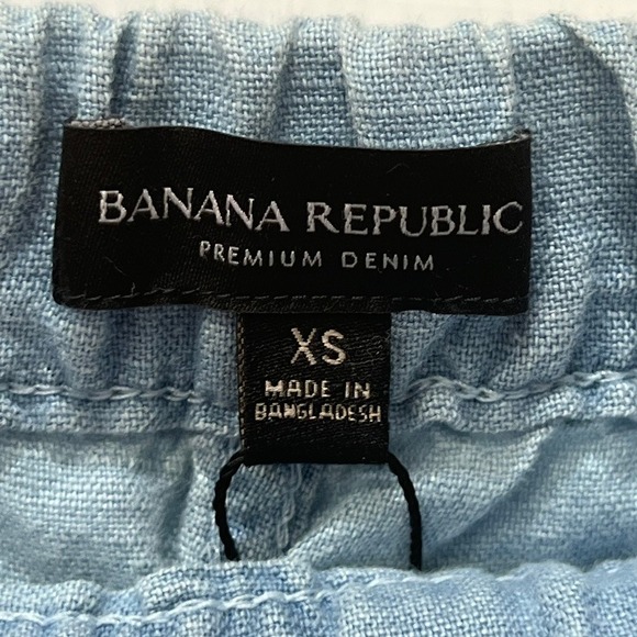 Banana Republic Womens Pants XS NWT $89.50 Blue Linen Tapered Relaxed Pull On - Picture 7 of 10